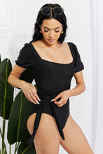 Load image into Gallery viewer, Marina West Swim Salty Air Puff Sleeve One-Piece in Black