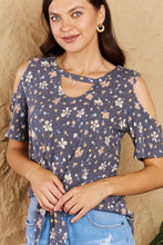 Load image into Gallery viewer, Heimish On My Own Cold Shoulder Keyhole Floral Print Top