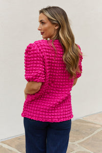 And The Why Bubble textured Puff Sleeve Top