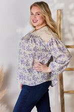 Load image into Gallery viewer, Hailey &amp; Co Lace Detail Printed Blouse