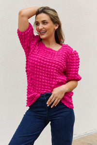 And The Why Bubble textured Puff Sleeve Top