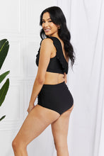 Load image into Gallery viewer, Marina West Swim Seaside Romance Ruffle One-Shoulder Bikini in Black