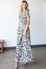 Load image into Gallery viewer, First Love Slit Printed Surplice Tie Waist Short Sleeve Dress