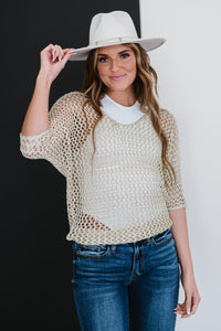 GeeGee Gracefully Golden Openwork Sweater