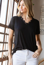 Load image into Gallery viewer, Heimish Lace Detail V-Neck Short Sleeve T-Shirt