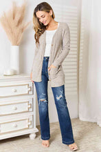 Load image into Gallery viewer, Double Take Ribbed Button-Up Cardigan with Pockets