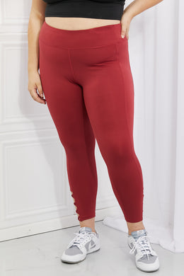 Yelete Ready For Action Ankle Cutout Active Leggings in Brick Red