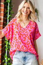 Load image into Gallery viewer, First Love Leopard V-Neck Short Sleeve Woven Top