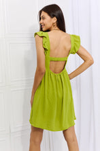 Load image into Gallery viewer, Culture Code Sunny Days Empire Line Ruffle Sleeve Dress in Lime