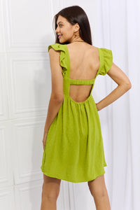 Culture Code Sunny Days Empire Line Ruffle Sleeve Dress in Lime