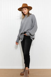 Zenana Comfort Awaits Slouchy Side Slit Sweater