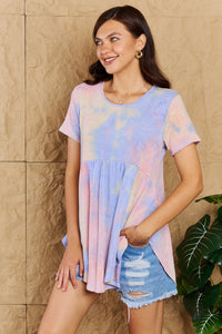 Heimish In The Mix Tie Dye Print Babydoll Top