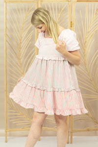 BiBi Sweetheart Style Color Block Tiered Dress