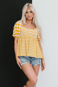 Mittoshop Sunny Meadow Gingham Babydoll Top