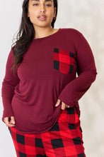 Load image into Gallery viewer, Zenana Plaid Round Neck Top and Pants Pajama Set