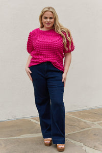 And The Why Bubble textured Puff Sleeve Top