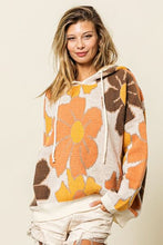 Load image into Gallery viewer, BiBi Flower Pattern Drawstring Hooded Sweater
