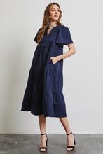 Load image into Gallery viewer, HEYSON Cotton Poplin Ruffled Tiered Midi Dress