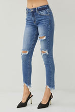 Load image into Gallery viewer, RISEN Distressed Frayed Hem Slim Jeans
