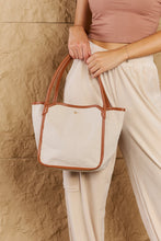 Load image into Gallery viewer, Fame Beach Chic Faux Leather Trim Tote Bag in Ochre