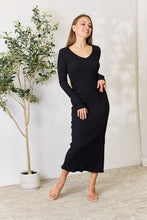 Load image into Gallery viewer, Culture Code Ribbed Long Sleeve Midi Slit Dress