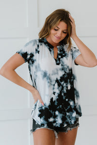 Sew In Love Abstract Print Printed Notched Tee