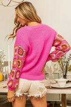 Load image into Gallery viewer, BiBi V-Neck Crochet Long Sleeve Sweater