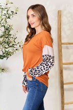 Load image into Gallery viewer, Double Take Leopard Long Sleeve Round Neck Sweatshirt