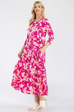 Load image into Gallery viewer, Celeste Floral Round Neck Ruffle Hem Dress