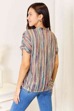 Load image into Gallery viewer, Double Take Multicolored Stripe Notched Neck Top