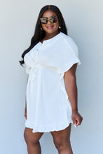 Load image into Gallery viewer, Ninexis Out Of Time Ruffle Hem Dress with Drawstring Waistband in White