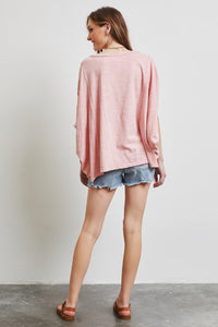 HEYSON Garment-Dyed Boat Neck Oversized Top