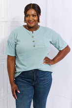 Load image into Gallery viewer, Heimish Made For You 1/4 Button Down Waffle Top in Blue