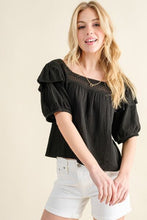 Load image into Gallery viewer, And The Why Square Neck Cotton Gauze Ruffled Blouse