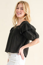 Load image into Gallery viewer, And The Why Square Neck Cotton Gauze Ruffled Blouse