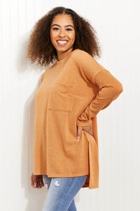 Zenana This Weekend Melange Jacquard High-Low Sweater