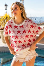 Load image into Gallery viewer, BiBi Star Pattern Round Neck Short Sleeve Knit Top