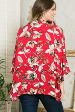Load image into Gallery viewer, Justin Taylor Floral Open Front Three-Quarter Sleeve Cardigan