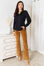 Load image into Gallery viewer, Double Take Ruched Notched Neck Puff Sleeve Blouse
