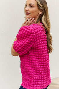 And The Why Bubble textured Puff Sleeve Top