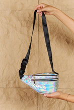 Load image into Gallery viewer, Fame Good Vibrations Holographic Double Zipper Fanny Pack in Silver