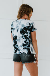 Sew In Love Abstract Print Printed Notched Tee