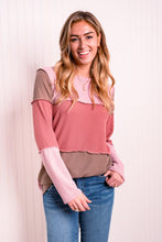 Load image into Gallery viewer, Heimish Color Block Exposed Seam Waffle-Knit Top