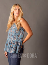 Load image into Gallery viewer, Agnes &amp; Dora™ Relaxed Ruffle Tank Chambray/Blush Floral