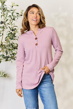 Load image into Gallery viewer, Celeste Texture Half Button Long Sleeve Blouse