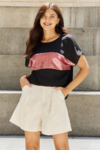 Load image into Gallery viewer, Sew In Love Shine Bright Center Mesh Sequin Top in Black/Mauve