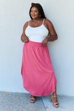 Load image into Gallery viewer, Doublju Comfort Princess High Waist Scoop Hem Maxi Skirt in Hot Pink