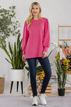 Load image into Gallery viewer, Celeste Striped Round Neck Lantern Sleeve Top