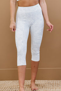 White Birch Sweat It Out Marble Print Moto Athletic Leggings