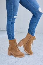 Load image into Gallery viewer, Forever Link Lace-Up Zipper Detail Block Heel Boots